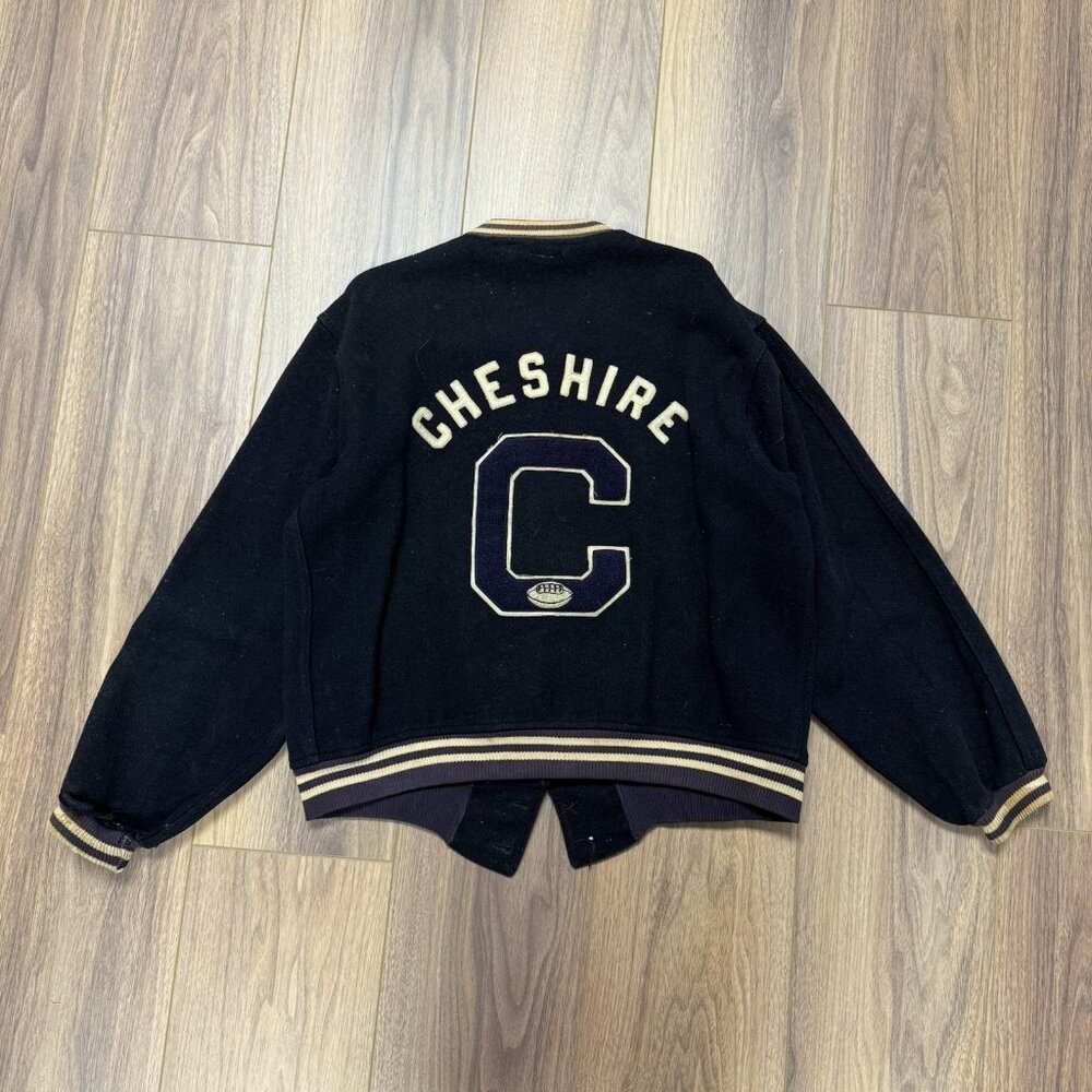Vintage 50s Champion Running Man Cheshire Football Letterman Jacket Mens 42